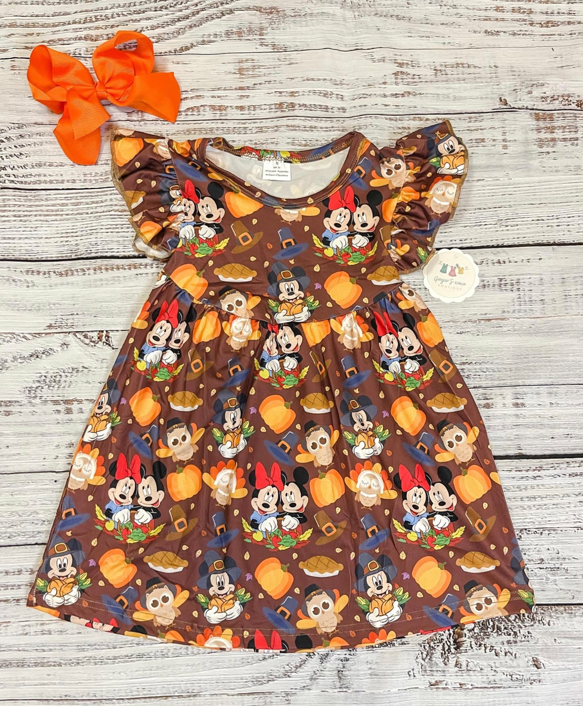 Enchanted Inspired Fall, Thanksgiving Mickey & Minne Dress