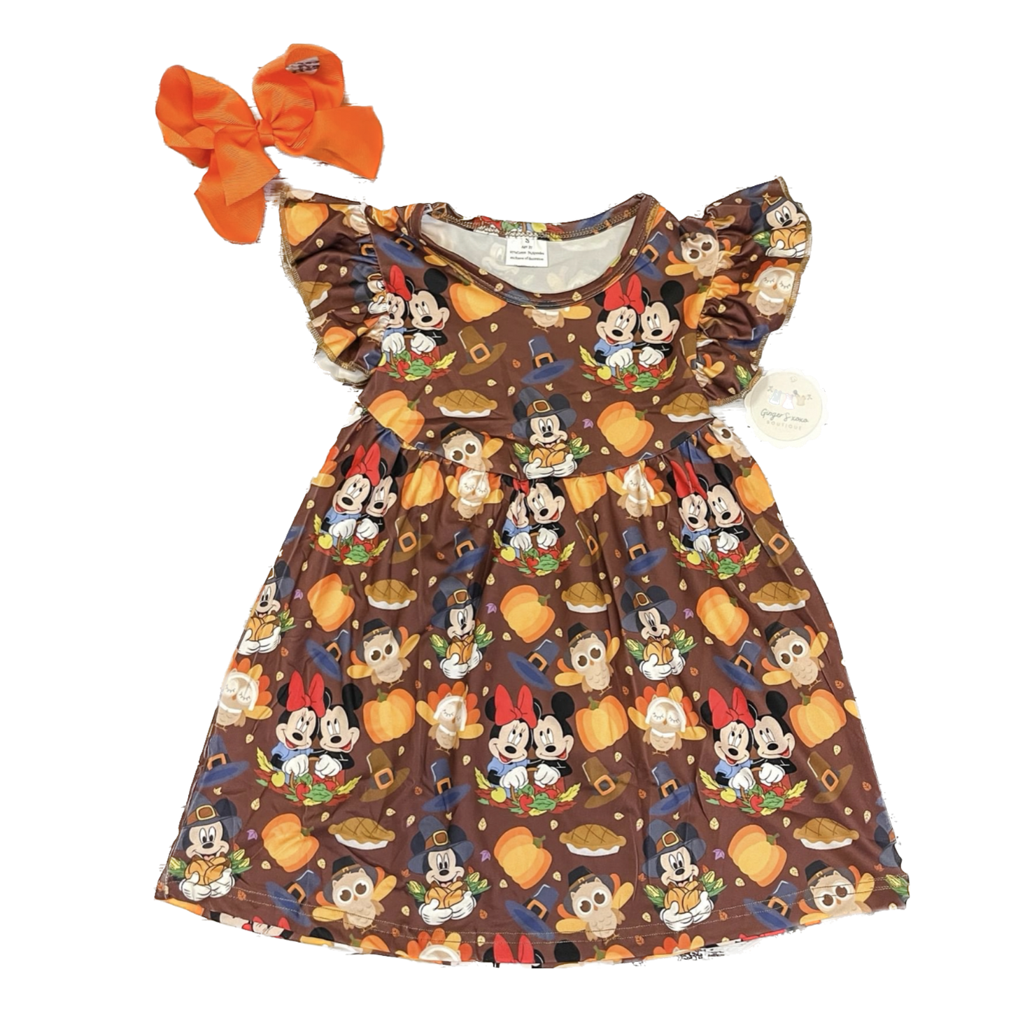 Enchanted Inspired Fall, Thanksgiving Mickey & Minne Dress