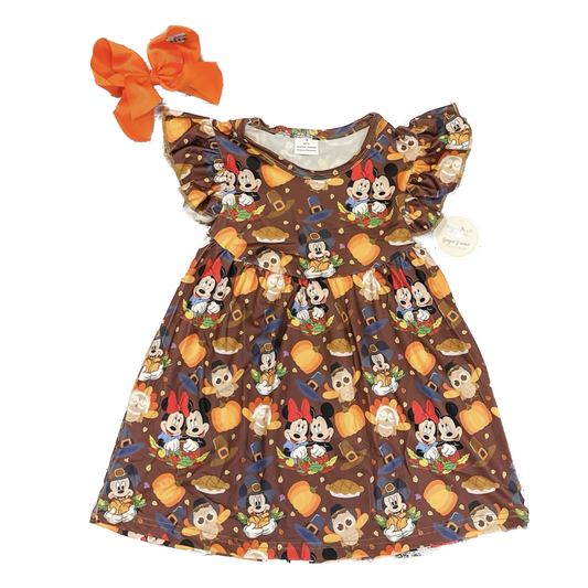 Enchanted Inspired Fall, Thanksgiving Mickey & Minne Dress