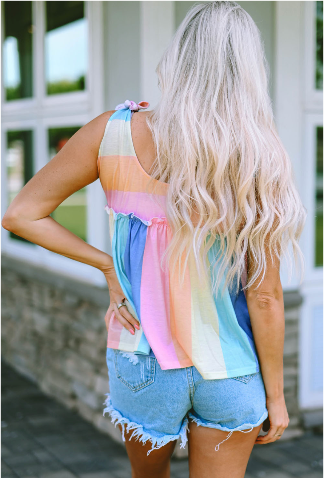 Women's Pastel Striped Print Tank Top