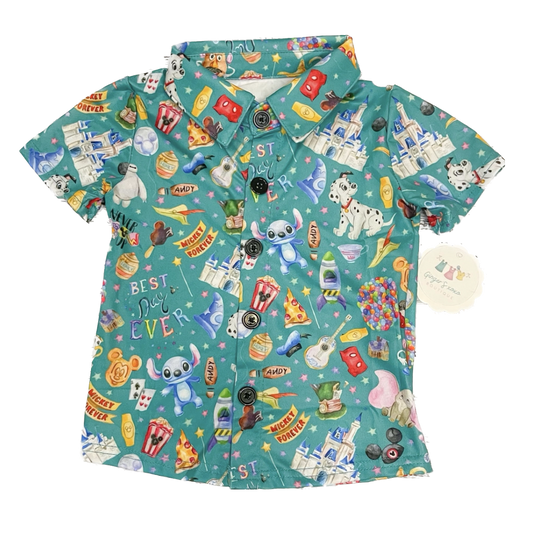 Character Theme Park Inspired Button-up Boys Shirt