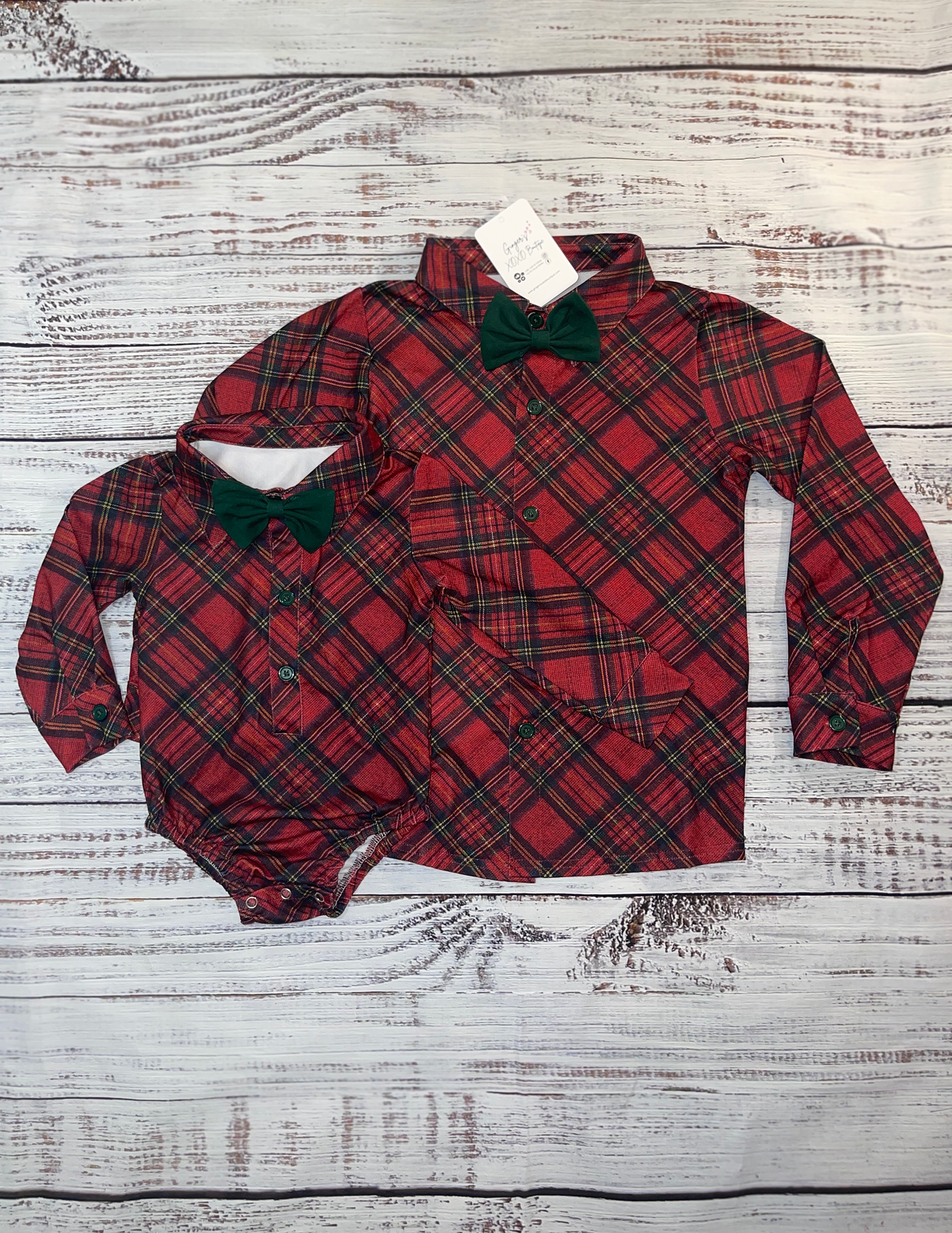 Christmas Holiday Boys Classic Plaid Shirt/Romper & Overalls