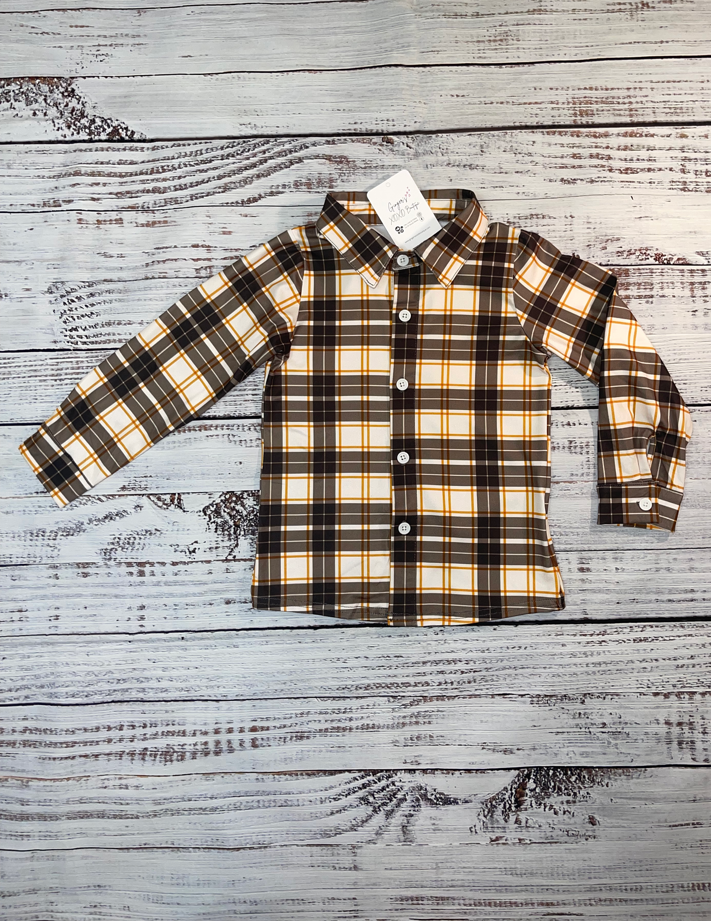 Boys Holiday Fall Plaid Button-up Shirt