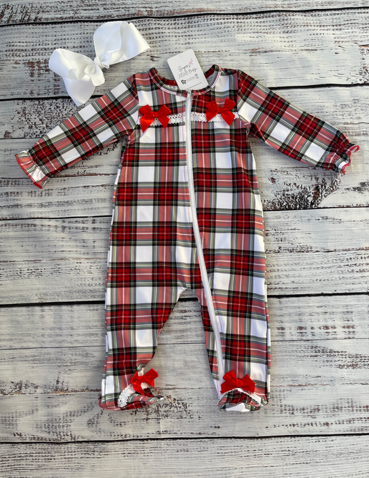 Girls Christmas Holiday Classic Plaid Sleeper