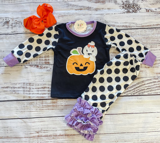 Pumpkin Ghost Polkadot Set