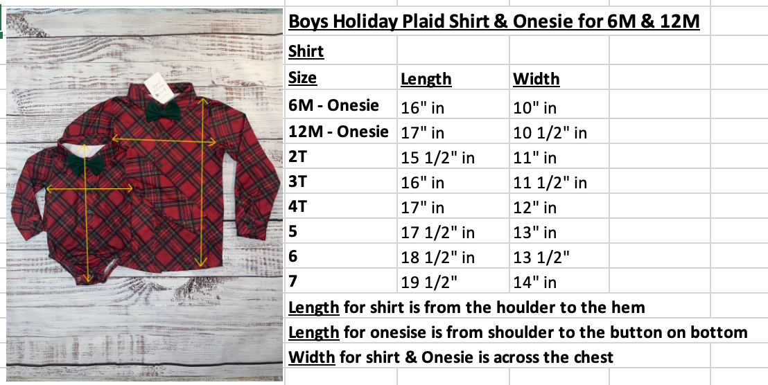 Christmas Holiday Boys Classic Plaid Shirt/Romper & Overalls