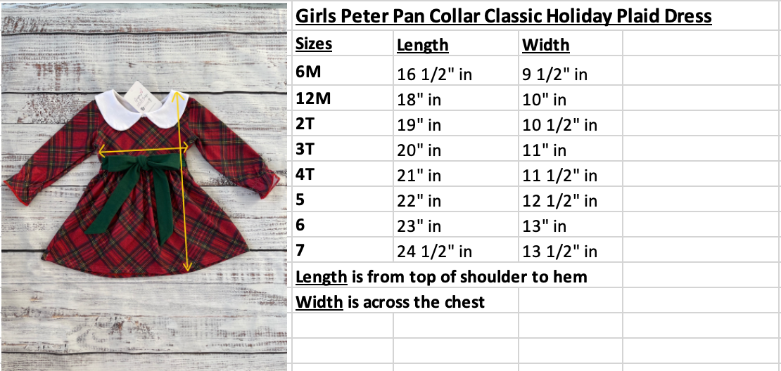 Christmas Holiday Classic Plaid Print with Peter Pan Collar Girls Dress