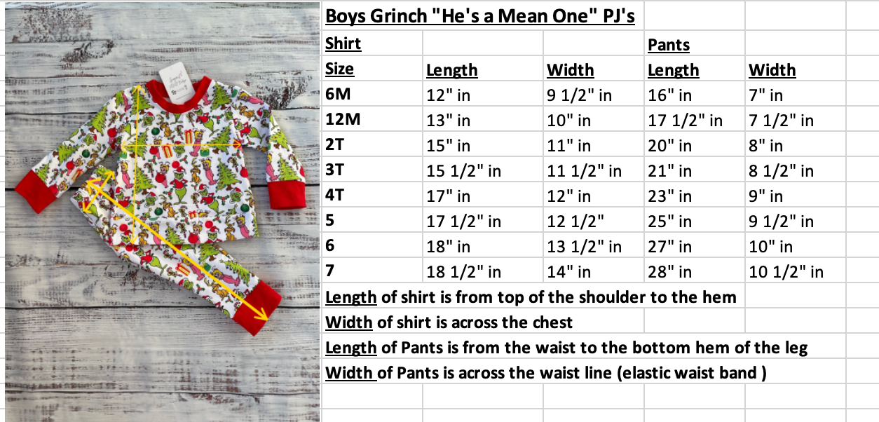 Boys You're A Mean One Mr. Grinch Pajamas – Ginger's XOXO Boutique