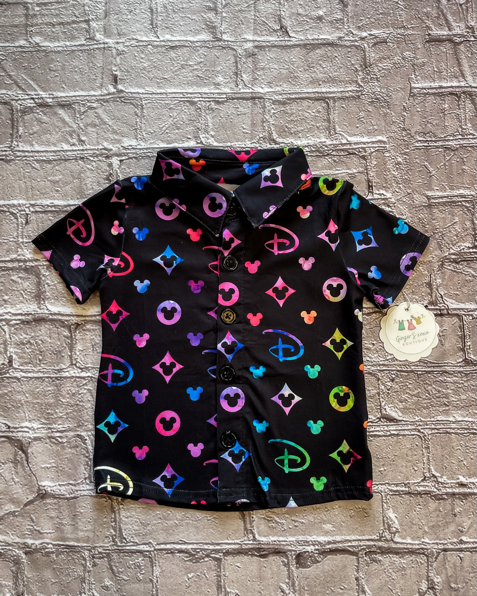 Enchanted Designer Inspired Print Boys Button-Up Shirt 2T